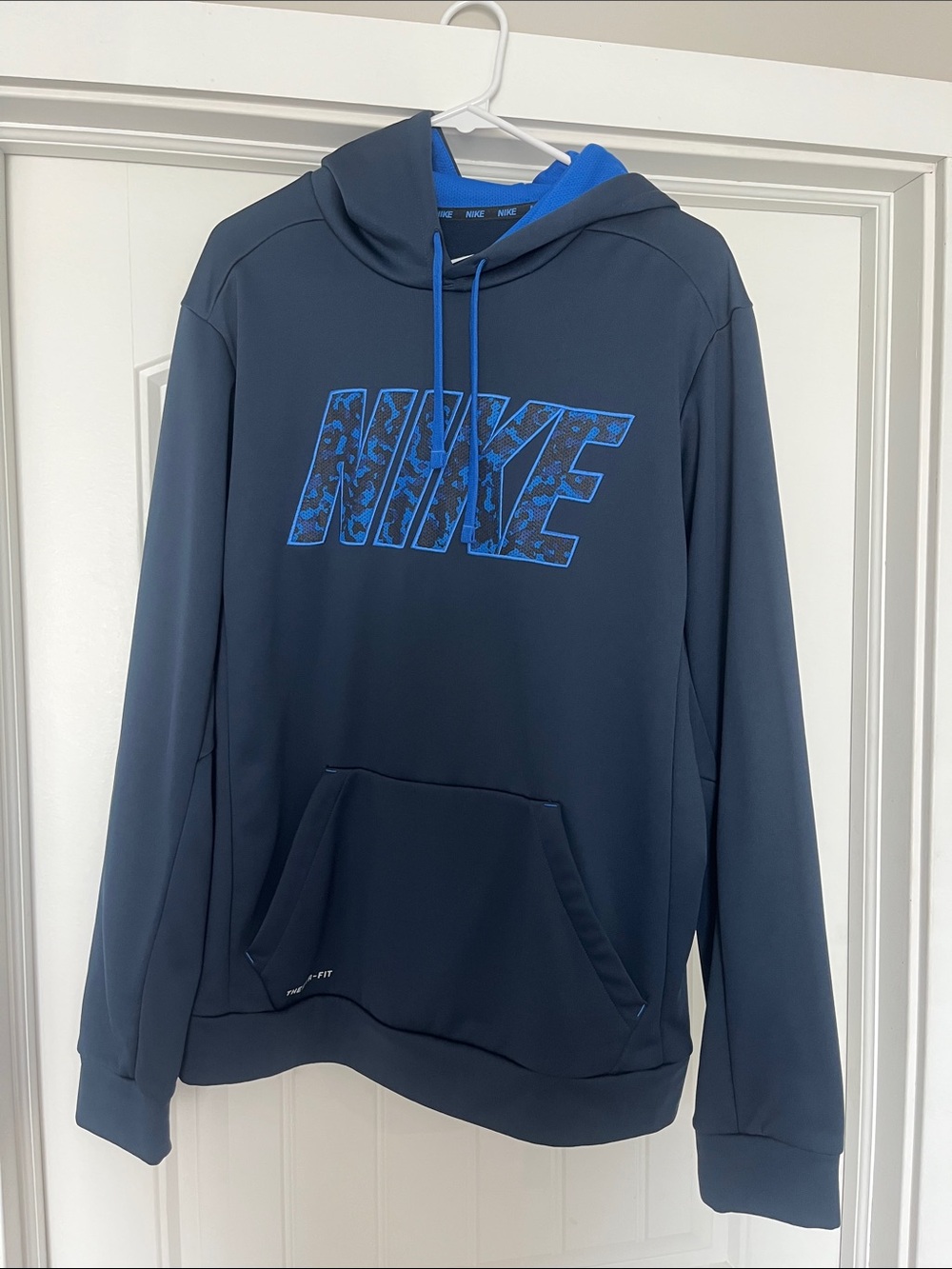 Nike Dark Navy Pullover Hoodie with Bright Blue Logo